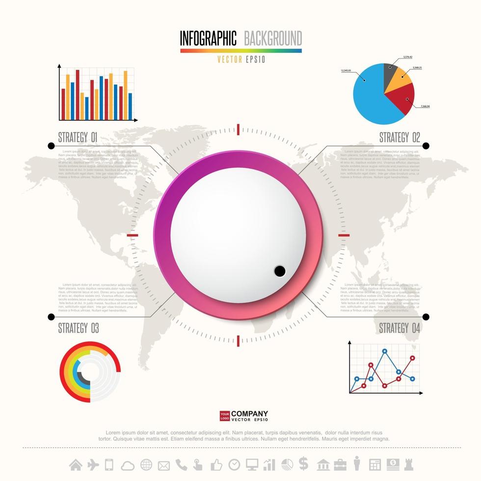 Infografiken Designvorlage mit Symbolen gesetzt vektor