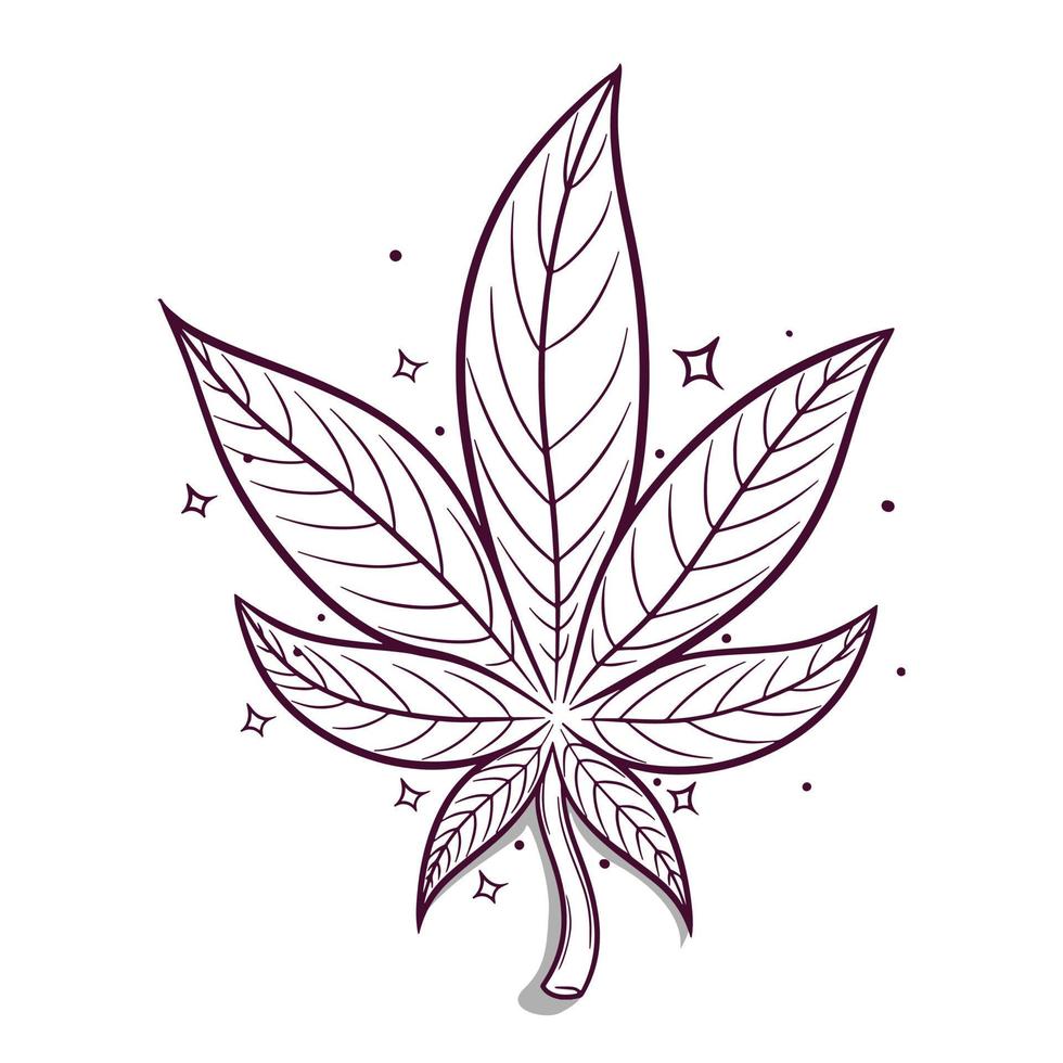 hand dragen marijuana blad vektor illustration