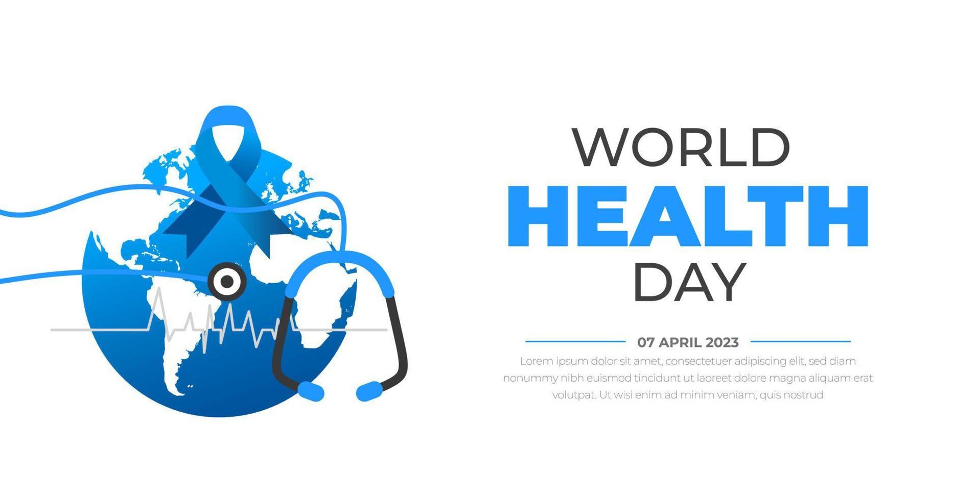 värld hälsa dag bakgrund design mall. värld hälsa dag är en global hälsa medvetenhet dag berömd varje år på 7:e april. värld hälsa dag baner design mall. vektor