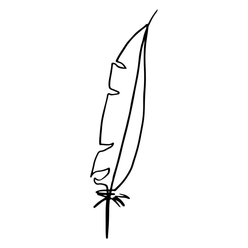 fjäder penna silhuett, klotter liner konst vektor illustration