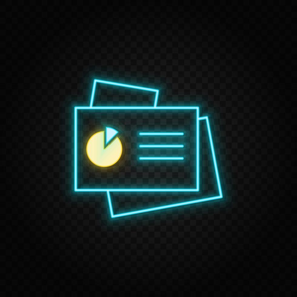 grundton, powerpoint neon ikon. blå och gul neon vektor ikon. transparent bakgrund