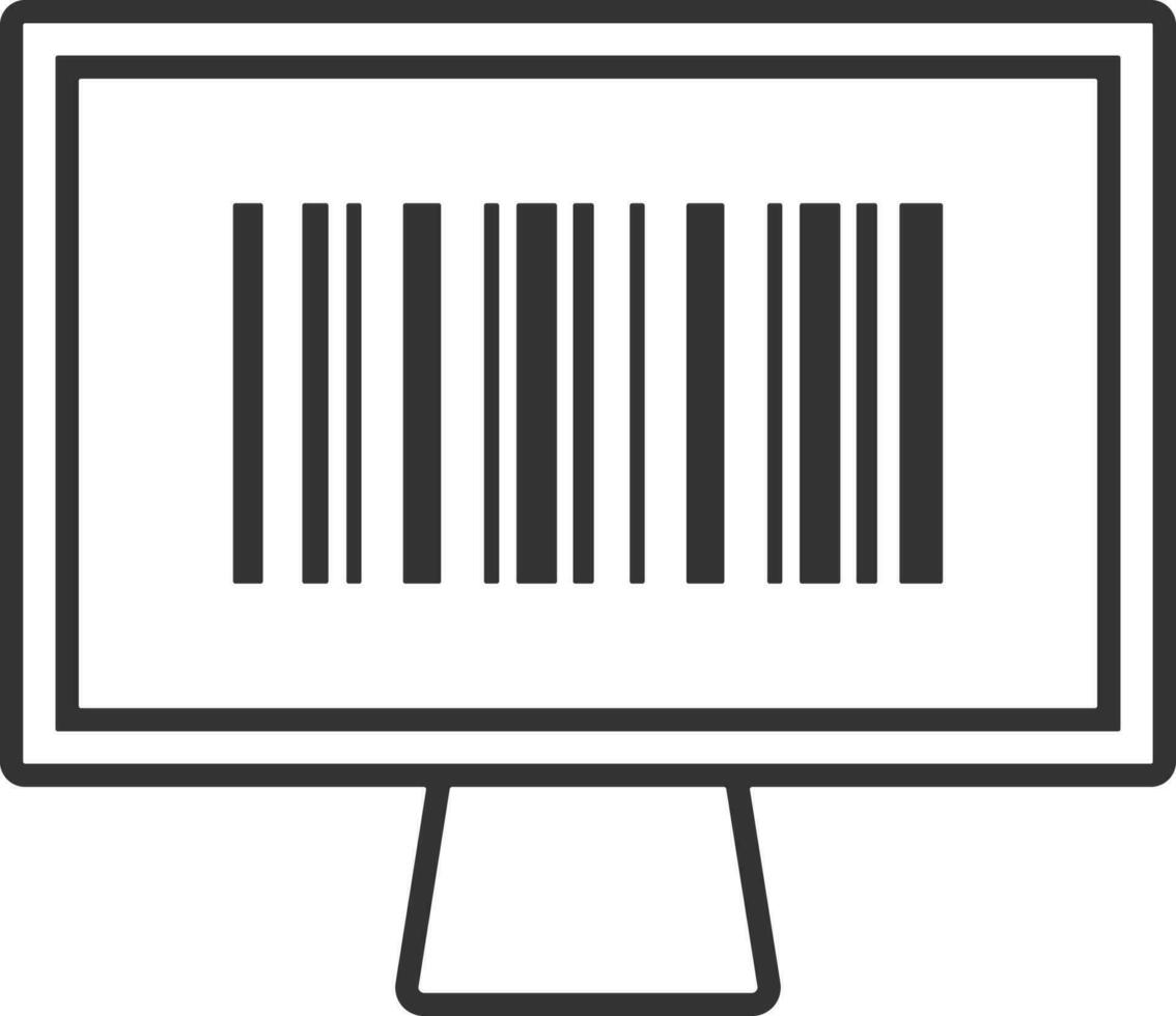 Monitor, Barcode Linie Symbol. einfach, modern eben Vektor Illustration zum Handy, Mobiltelefon Anwendung, Webseite oder Desktop App auf grau Hintergrund