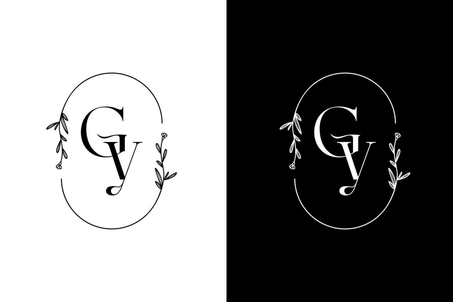 Initiale gy Monogramm Luxus mit Rahmen Oval Rahmen Logo Design Lager Vektor