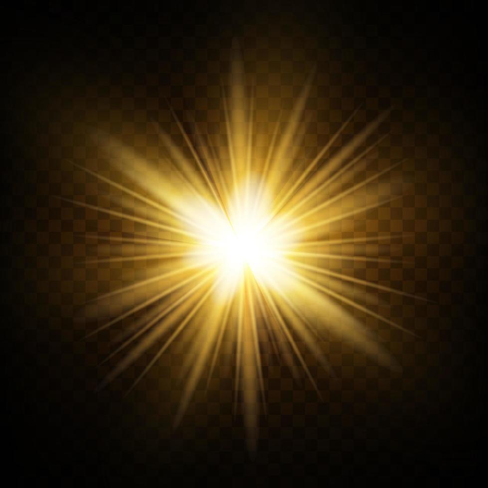 Licht Star Gold. Licht Sonne Gold. Licht Blitz Gold. Vektor Illustrator. Sommer- Jahreszeit Strand