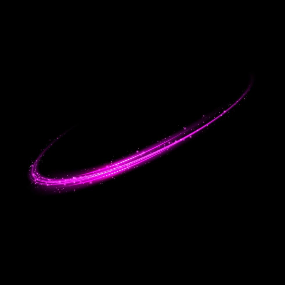 abstrakt ljus rader av rörelse och hastighet med lila Färg gnistrar. ljus varje dag lysande effekt. halvcirkelformig Vinka, ljus spår kurva virvla runt, bil strålkastare, glödande optisk fiber. vektor