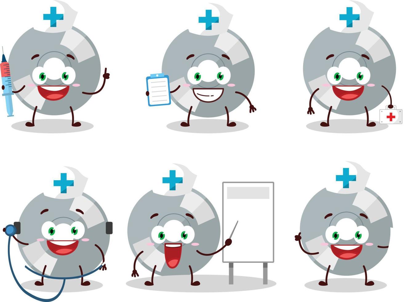 Arzt Beruf Emoticon mit kompakt Platte Karikatur Charakter vektor