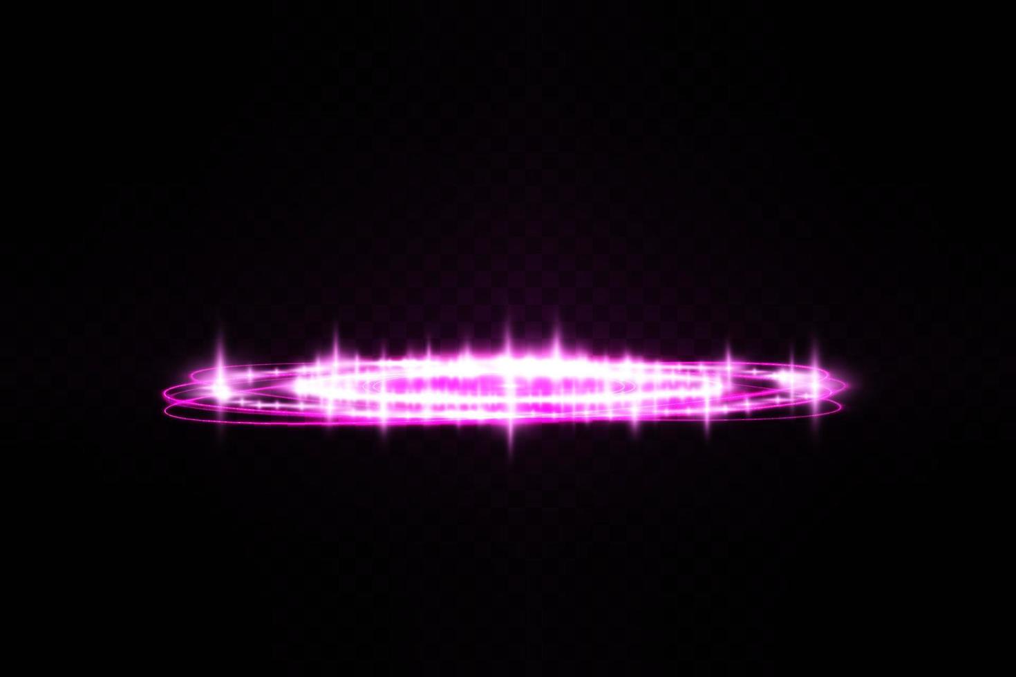 Magie Portale auf das Nacht Szene. lila runden Hologramme mit Strahlen von Licht und funkelt. glühend futuristisch teleportieren Tunnel mit Kopieren Raum auf schwarz Hintergrund vektor