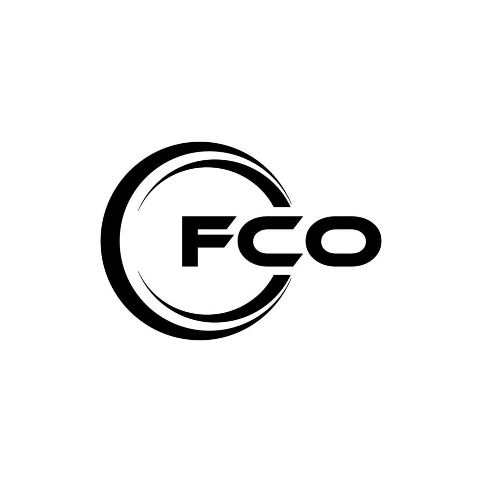 fco brev logotyp design i illustration. vektor logotyp, kalligrafi mönster för logotyp, affisch, inbjudan, etc.