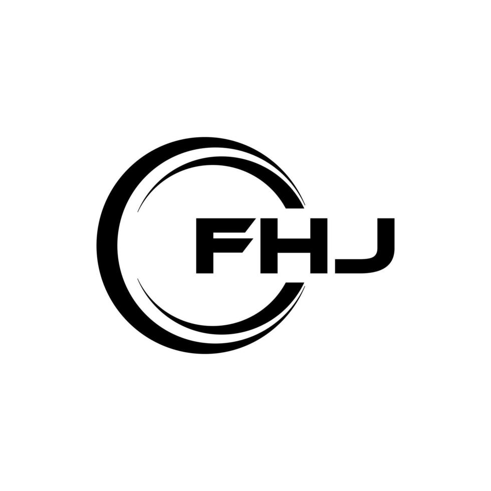 fhj brev logotyp design i illustration. vektor logotyp, kalligrafi mönster för logotyp, affisch, inbjudan, etc.