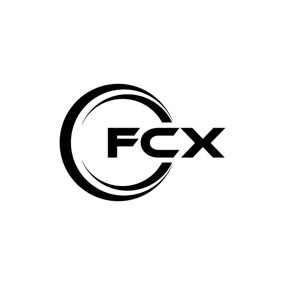 fcx brev logotyp design i illustration. vektor logotyp, kalligrafi mönster för logotyp, affisch, inbjudan, etc.