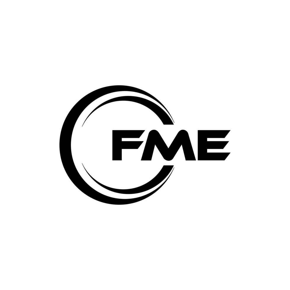 fme brev logotyp design i illustration. vektor logotyp, kalligrafi mönster för logotyp, affisch, inbjudan, etc.