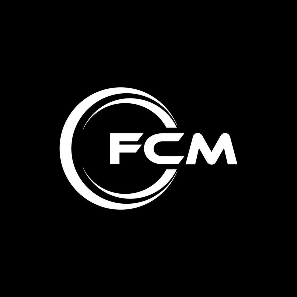 fcm brev logotyp design i illustration. vektor logotyp, kalligrafi mönster för logotyp, affisch, inbjudan, etc.