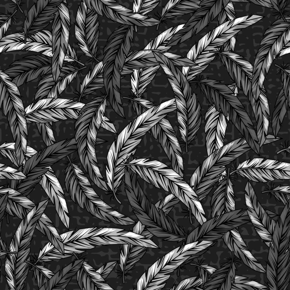 sömlös grå kamouflage mönster med sammanflätade fjädrar. texturerad med små abstrakt former bakgrund. tät sammansättning med överlappande element. Bra för t-shirt design, textil, sport varor vektor