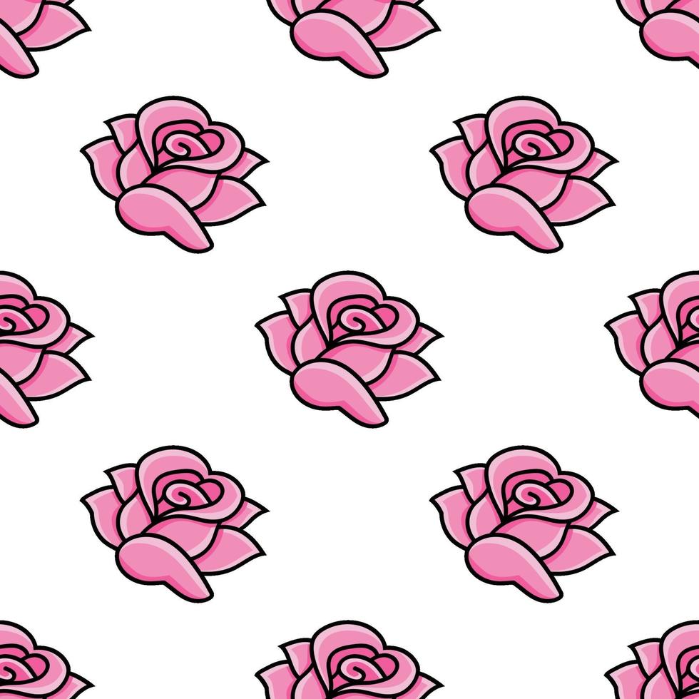 färgade sömlösa mönster rosa ros. tecknad stil. ritad för hand. vektorillustration isolerad på vit bakgrund. för valpapper, affisch, banner. vektor