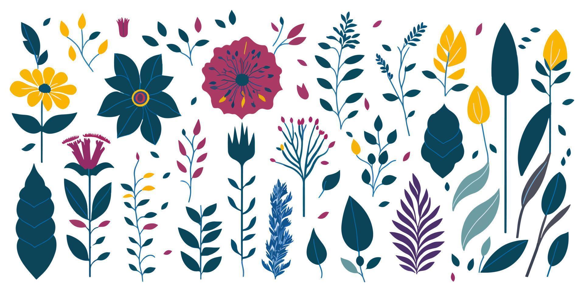 enkel platt blomma illustrationer. minimalistisk konst för hälsning kort och inbjudningar vektor