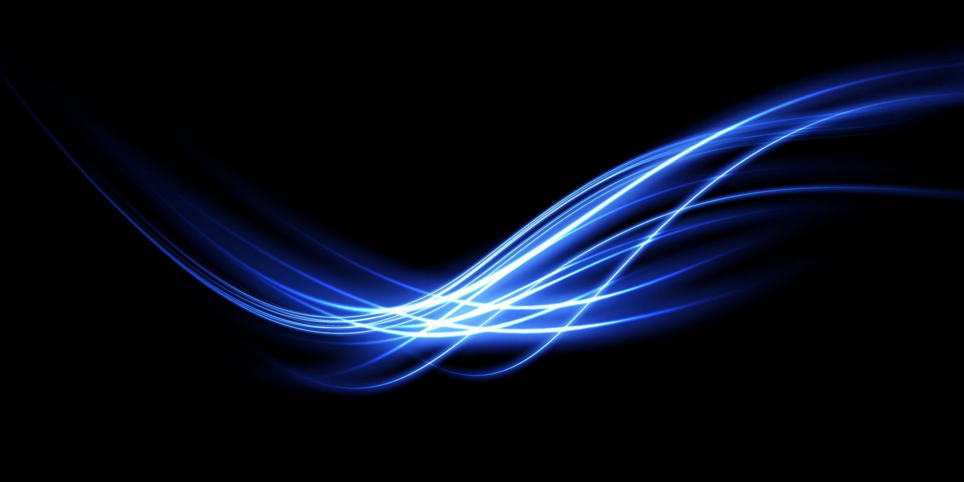 abstrakt Blau Licht Linien von Bewegung und Geschwindigkeit im Blau. Licht täglich glühend Wirkung. halbkreisförmig Welle, Licht Weg Kurve Strudel, Auto Scheinwerfer, weißglühend optisch Ballaststoff png. vektor