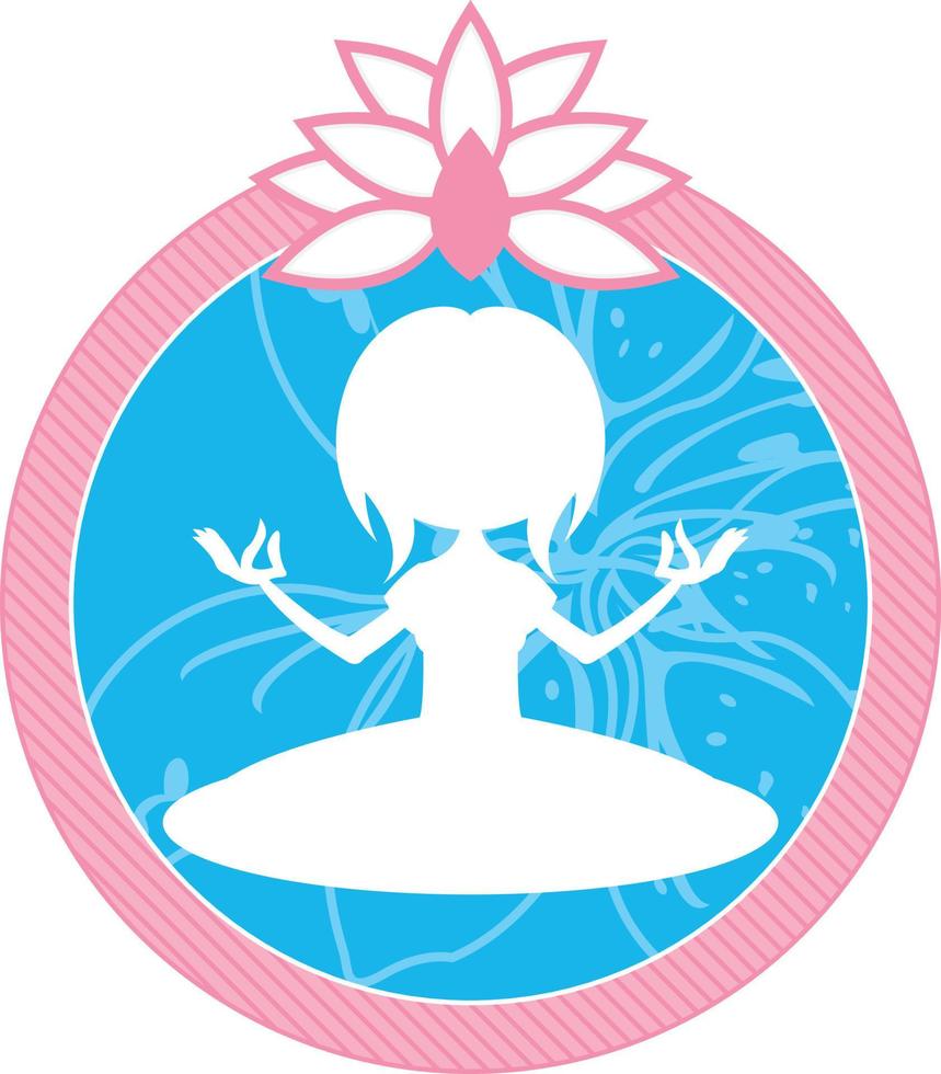 meditieren Yoga Mädchen im Silhouette Illustration vektor