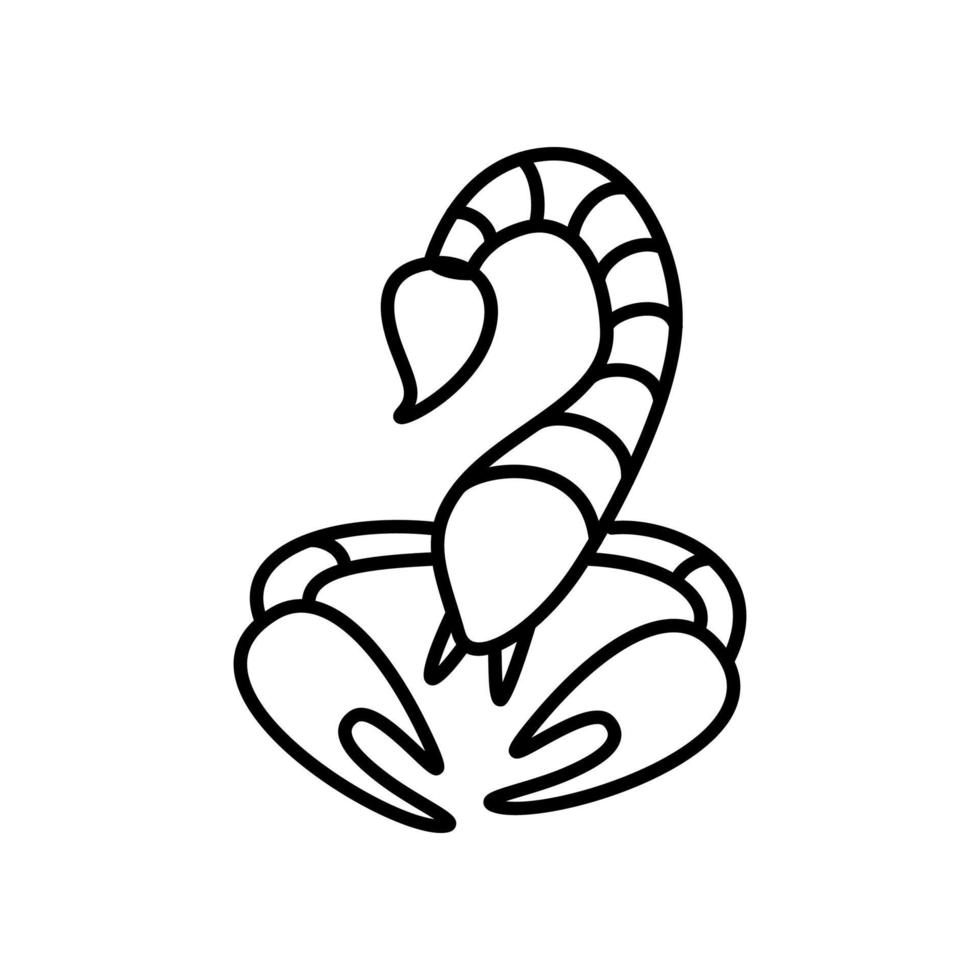 Skorpion Tierkreis Zeichen schwarz dünn Linie Symbol. Vektor