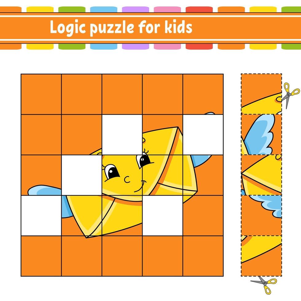 Logik-Puzzle für Kinder Brief. Arbeitsblatt zur Entwicklung von Bildung. Lernspiel für Kinder. Aktivitätsseite. einfache flache isolierte Vektorillustration im niedlichen Karikaturstil. vektor