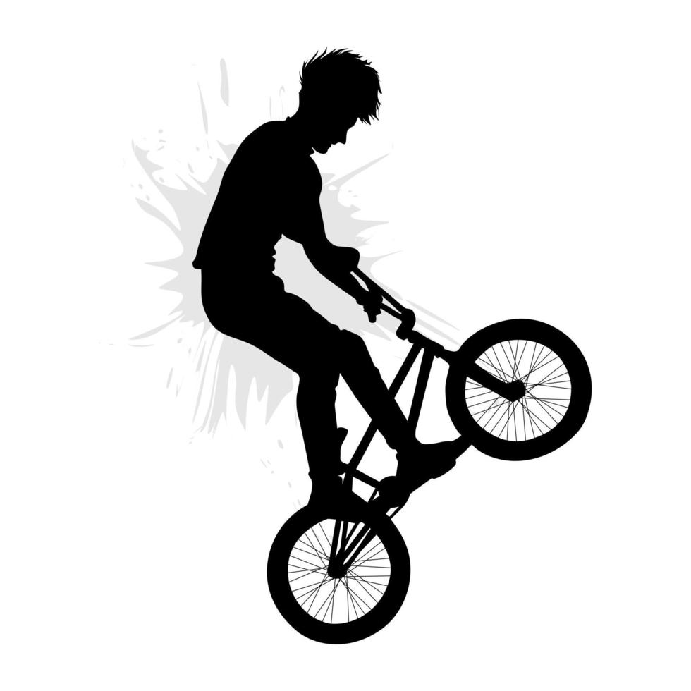 Freistil bmx Fahrrad Spieler Silhouette. Vektor Illustration