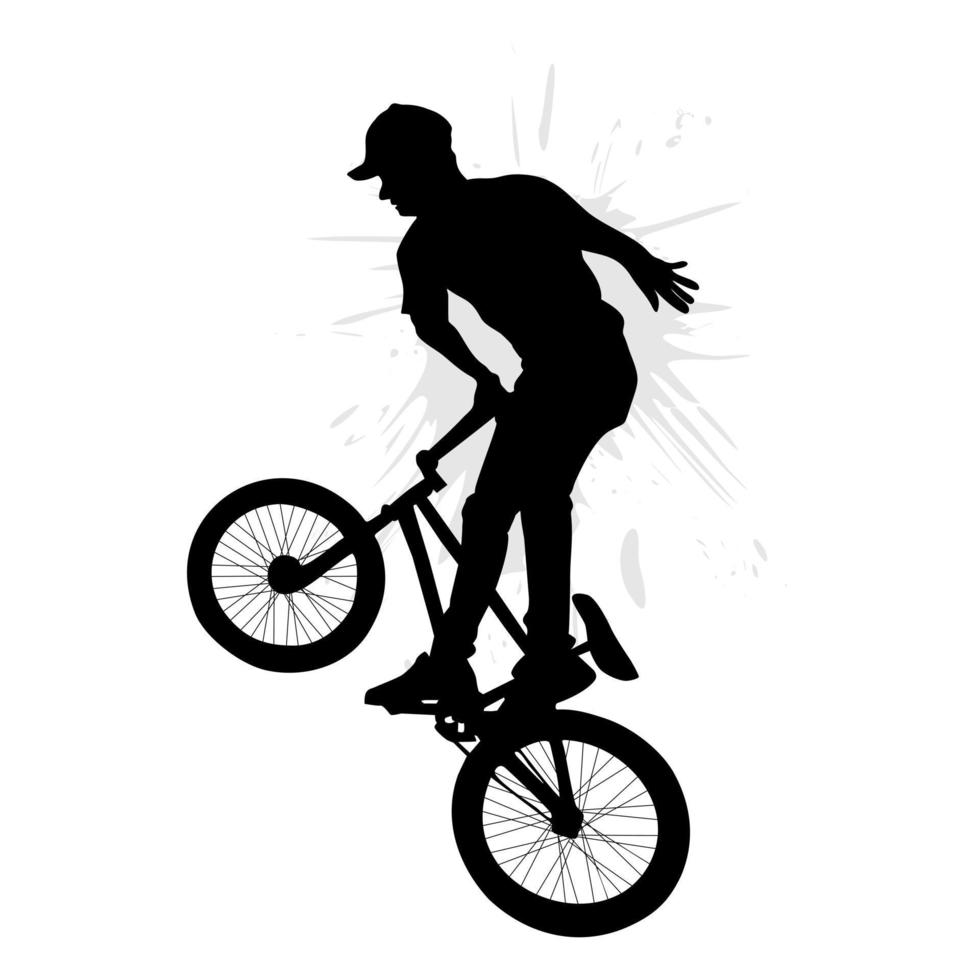bmx cyklist håller på med freestyle på en vit bakgrund. vektor illustration