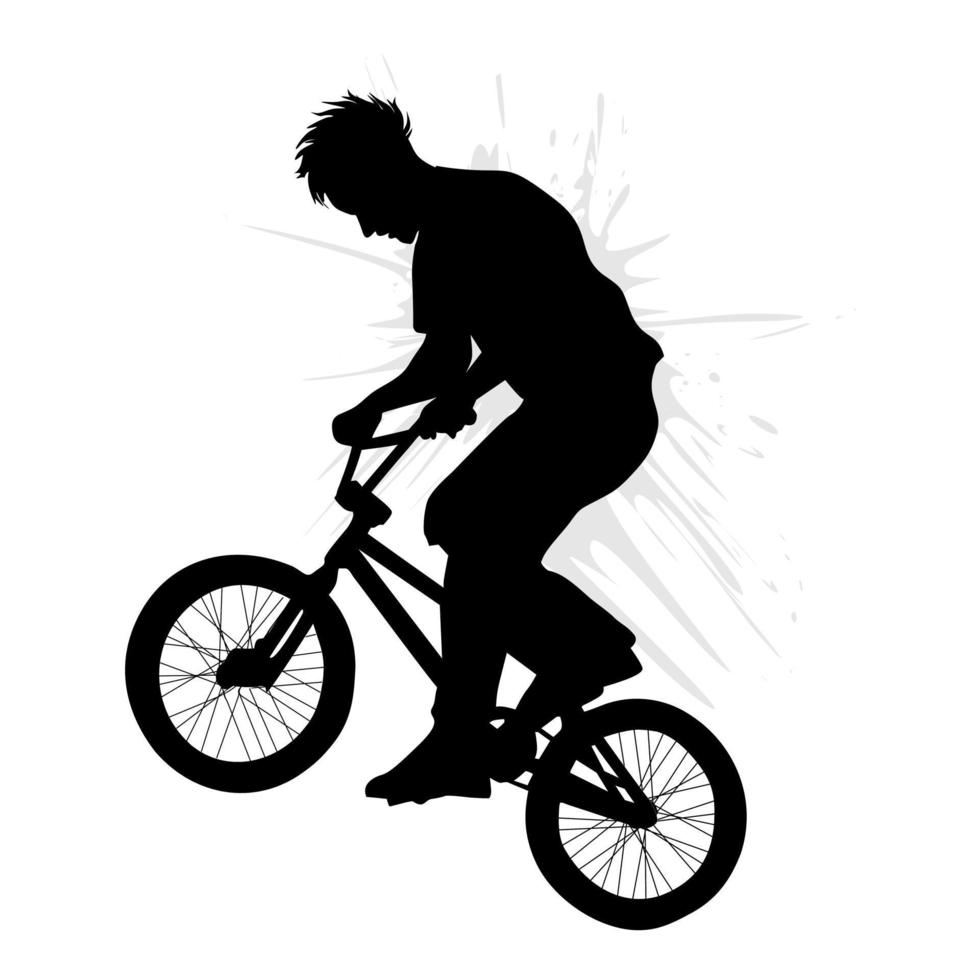 Freistil bmx Fahrrad Spieler Silhouette auf Weiß Hintergrund. Vektor Illustration