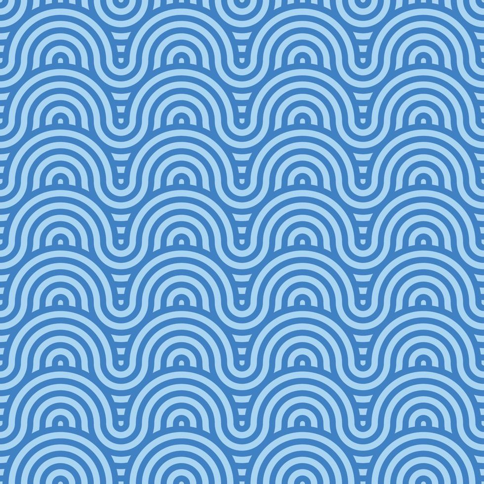 Vektor Design nahtlos Muster von Meer Welle zum Etiketten und Frames zum Verpackung Luxus Waren im ein modisch linear Stil ein einfach und hell Blau Linien auf ein Licht Blau Hintergrund