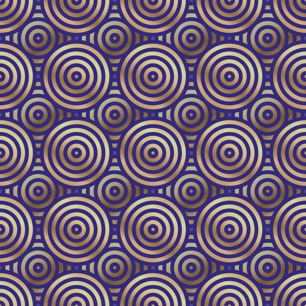 vektor design sömlös mönster av cirklar för etiketter och ramar för förpackning lyx varor i en trendig linjär stil en enkel och ljus guld folie bakgrund på en lila bakgrund