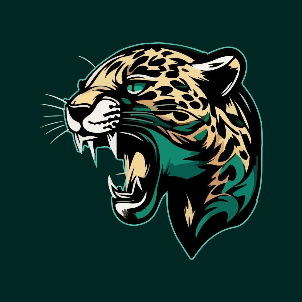 Jaguar Kopf Maskottchen Esport Logo Vektor Illustration mit isoliert Hintergrund