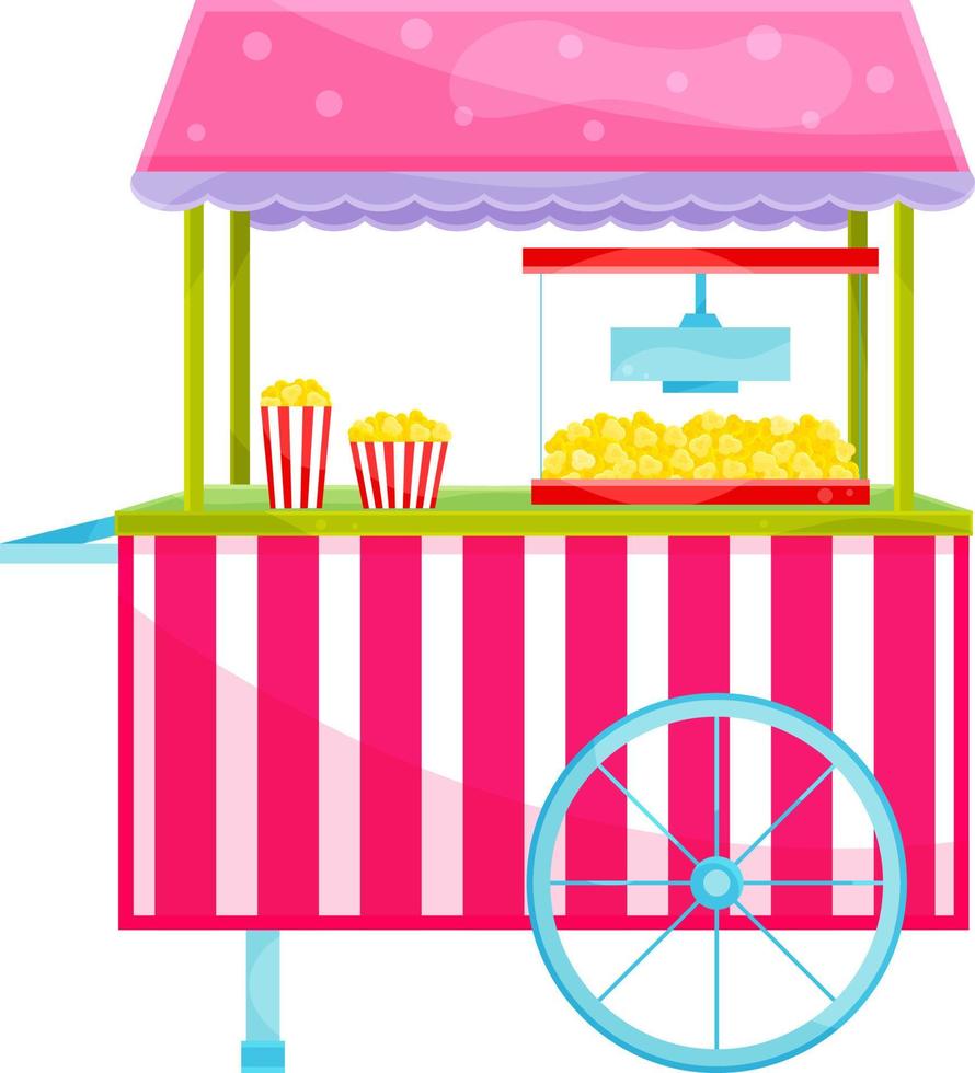 hell Vektor Illustration von ein Popcorn Maschine, ein Popcorn Wagen, ein Snack, Straße Essen