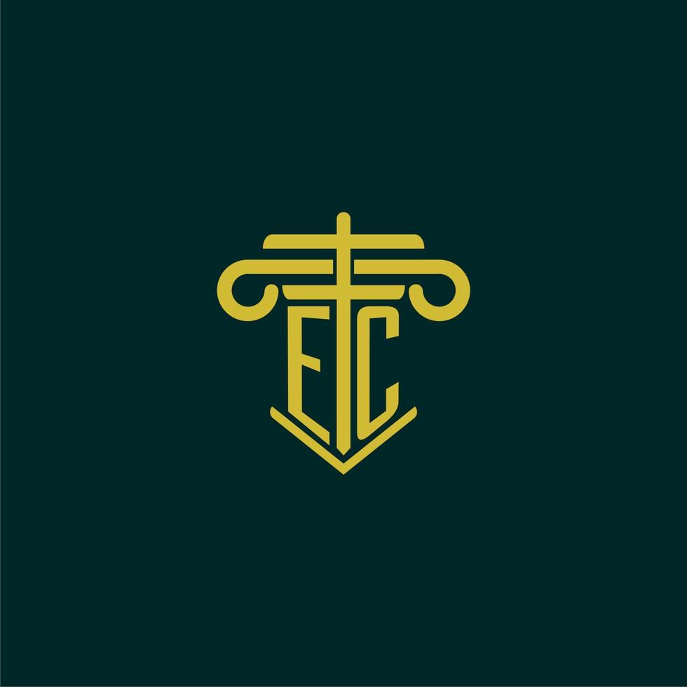 ec Initiale Monogramm Logo Design zum Gesetz Feste mit Säule Vektor Bild