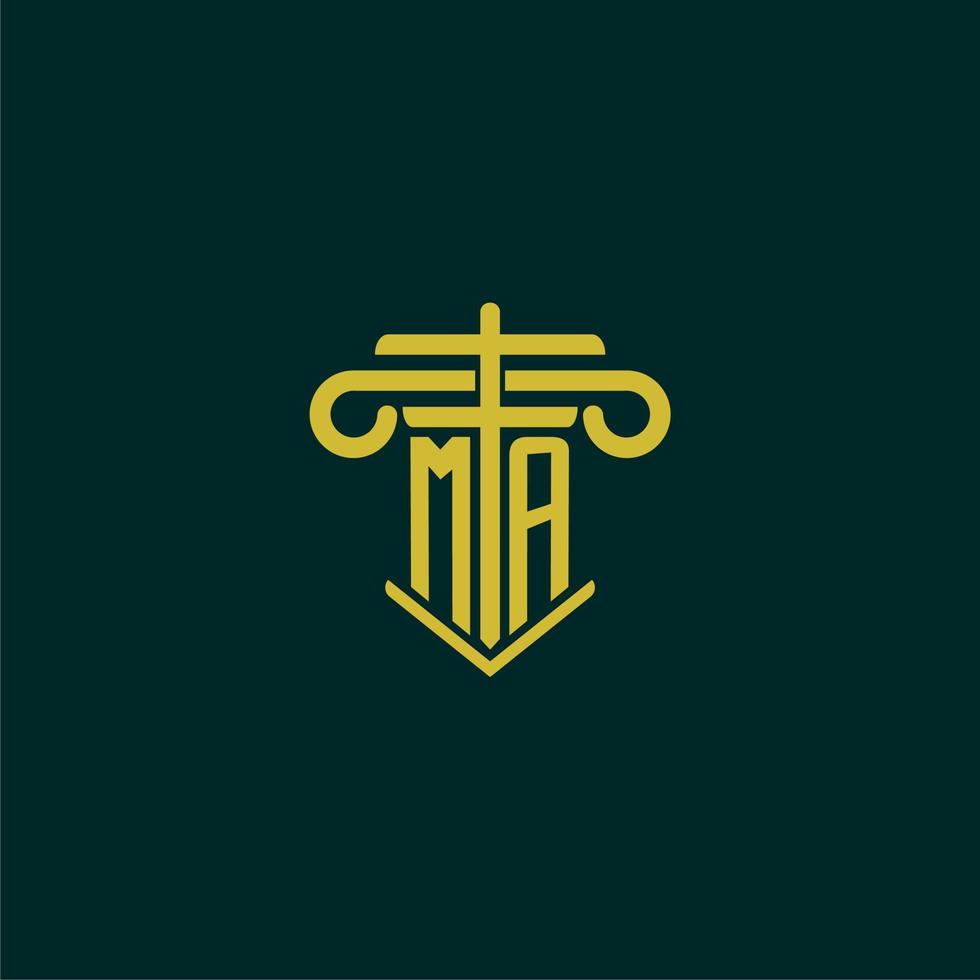 ma Initiale Monogramm Logo Design zum Gesetz Feste mit Säule Vektor Bild