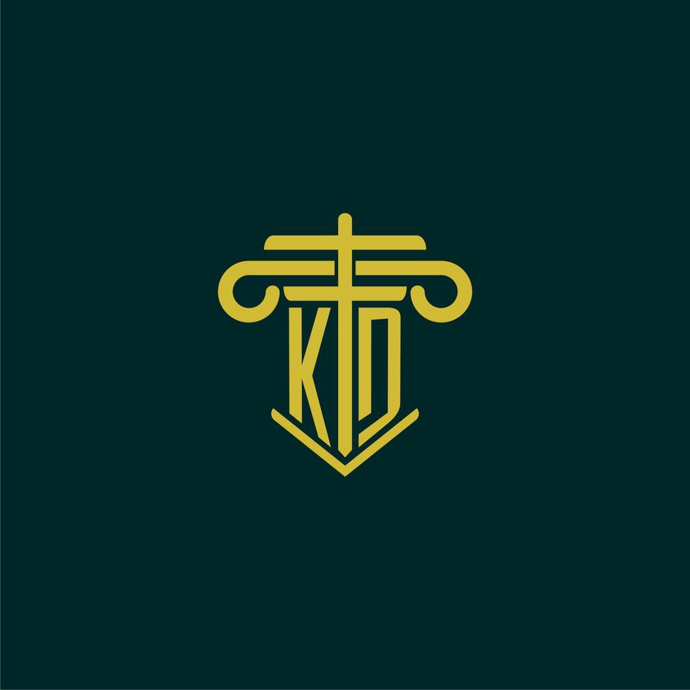 kd Initiale Monogramm Logo Design zum Gesetz Feste mit Säule Vektor Bild