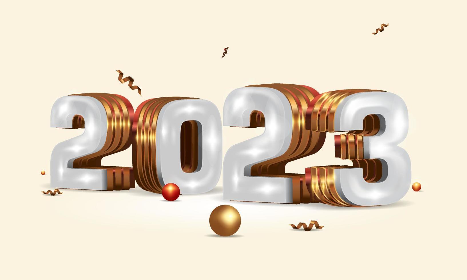 Weiß und golden 3d 2023 Design vektor