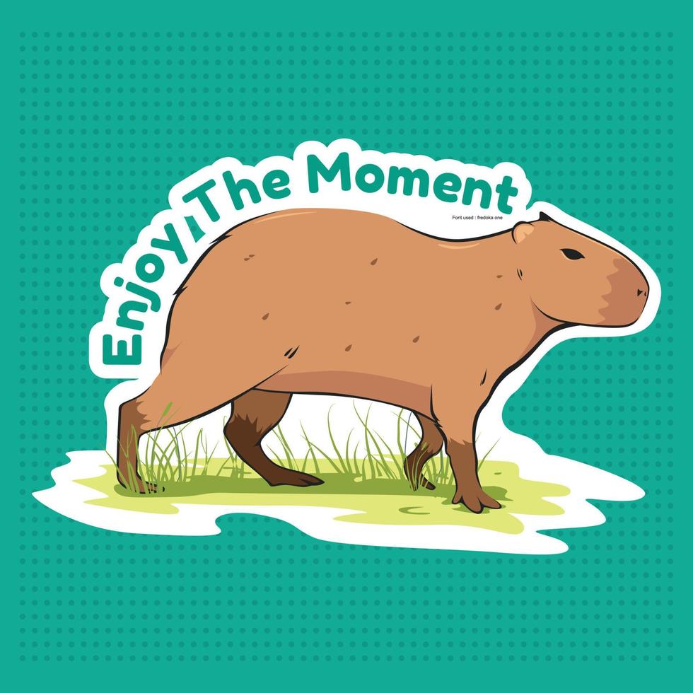 söt capybara masbro njut av sommar Bra vibrafon vektor