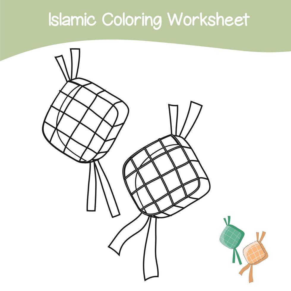 islamisch Färbung Arbeitsblatt. islamisch Religion Artikel Färbung Buch. Vektor einstellen von islamisch Artikel auf Weiß Hintergrund. Vektor Illustrationen.