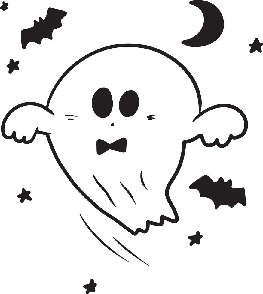 Geist Halloween Spaß Karikatur kawaii Anime Färbung Seite Illustration Zeichnung Clip Kunst Charakter Chibi Manga vektor