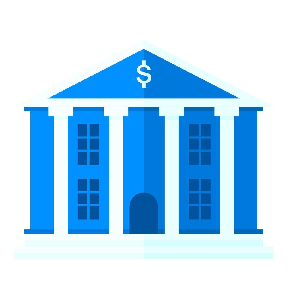 Vektor Illustration von Bank Gebäude Karikatur auf Weiß Hintergrund