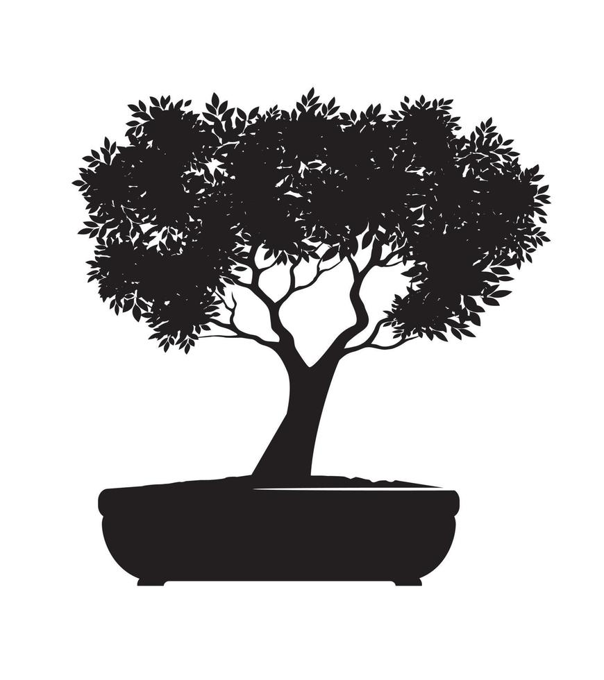 form av träd med löv. vektor översikt illustration av bonsai.