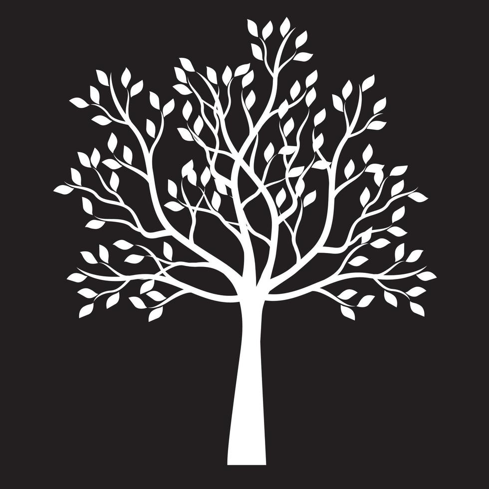 vit träd och svart bakgrund. vektor illustration.