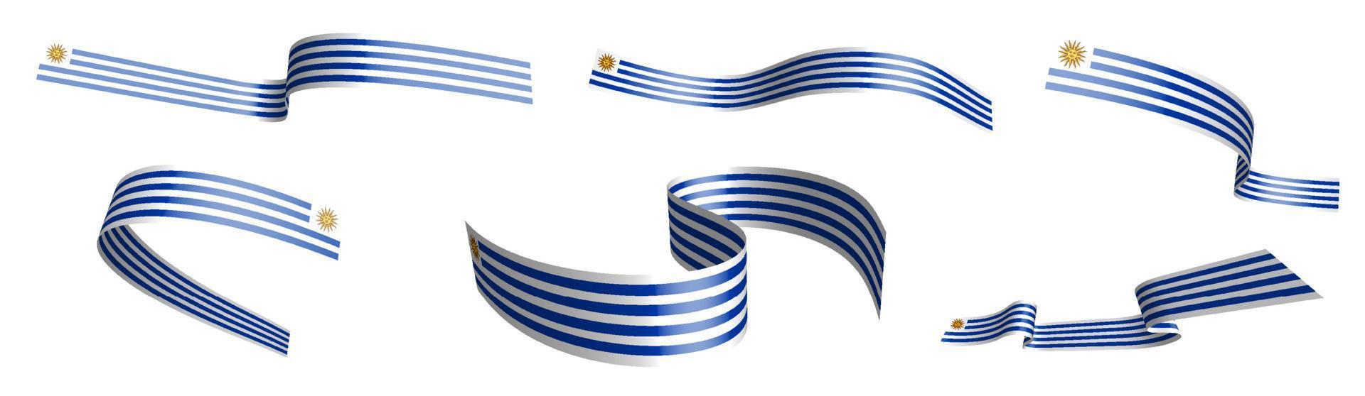 uppsättning av Semester band. flagga av uruguay vinka i vind. separation in i lägre och övre skikten. design element. vektor på vit bakgrund