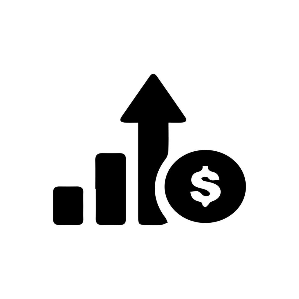 bar grafisk ikon svart. perfekt svart piktogram illustration. företag Diagram med pil. utväxter Diagram samling. vinst växande sumbol. framsteg bar. bar diagram. Diagram öka. vektor