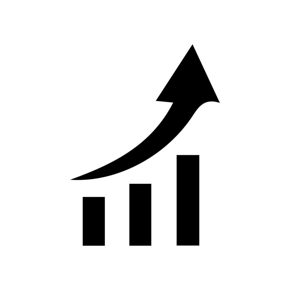 Bar Grafik Symbol schwarz. perfekt schwarz Piktogramm Illustration. Geschäft Diagramm mit Pfeil. Wucherungen Diagramm Sammlung. profitieren wachsend Summe. Fortschritt Bar. Bar Diagramm. Diagramm Zunahme. vektor