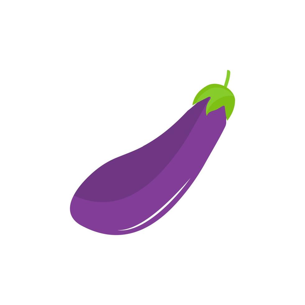 Aubergine Gemüse Symbol. eben Karikatur Aubergine isoliert auf Weiß Hintergrund. Karikatur Aubergine Emoji Symbol, Aubergine Symbol. Vektor Gemüse Clip Kunst Illustration.