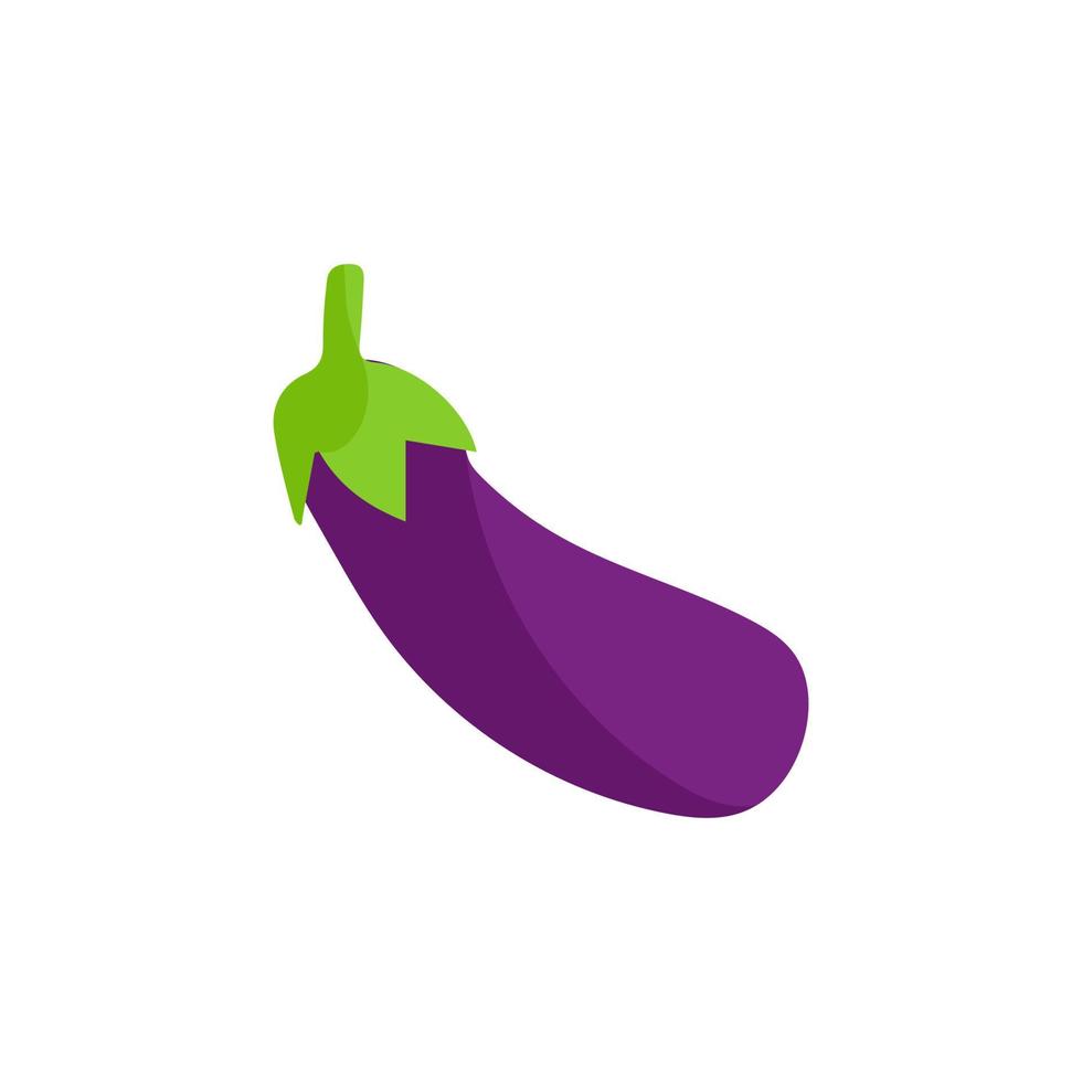 Aubergine Gemüse Symbol. eben Karikatur Aubergine isoliert auf Weiß Hintergrund. Karikatur Aubergine Emoji Symbol, Aubergine Symbol. Vektor Gemüse Clip Kunst Illustration.