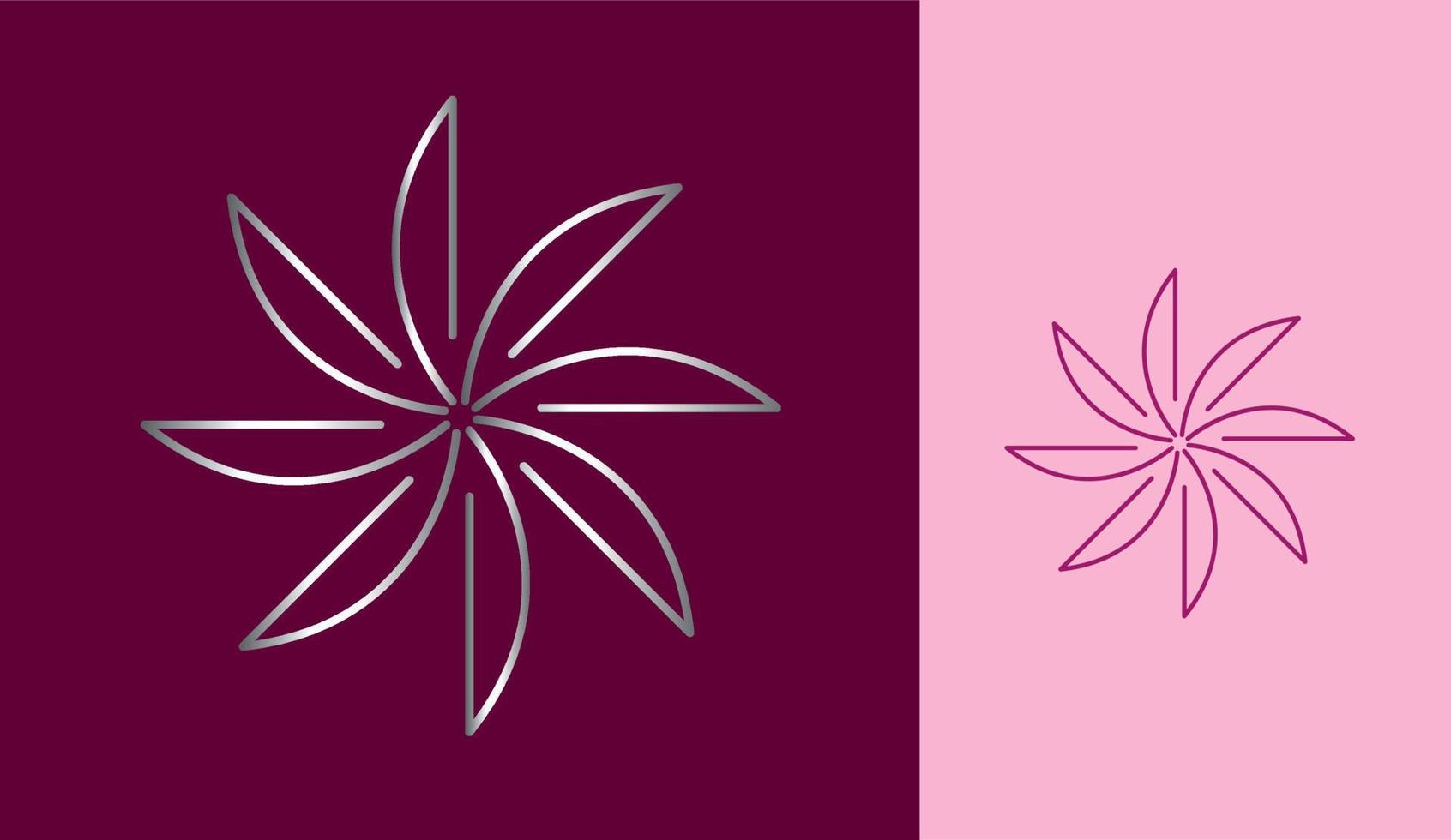 Silber Blume Symbol mit dünn Linien auf Wein Farbe Hintergrund vektor