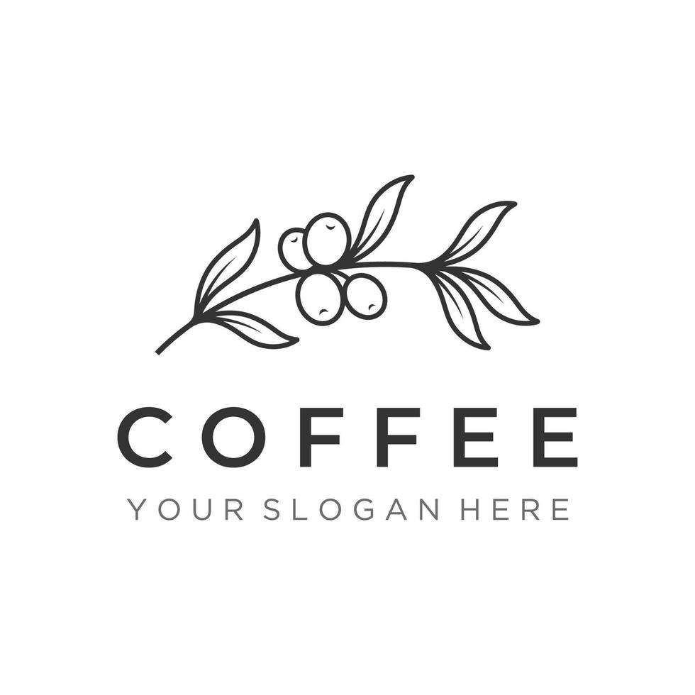 logotyp design av arabica kaffe kopp och kaffe växt hand dragen årgång style.logotyp för företag, Kafé, restaurang, bricka och kaffe affär. vektor