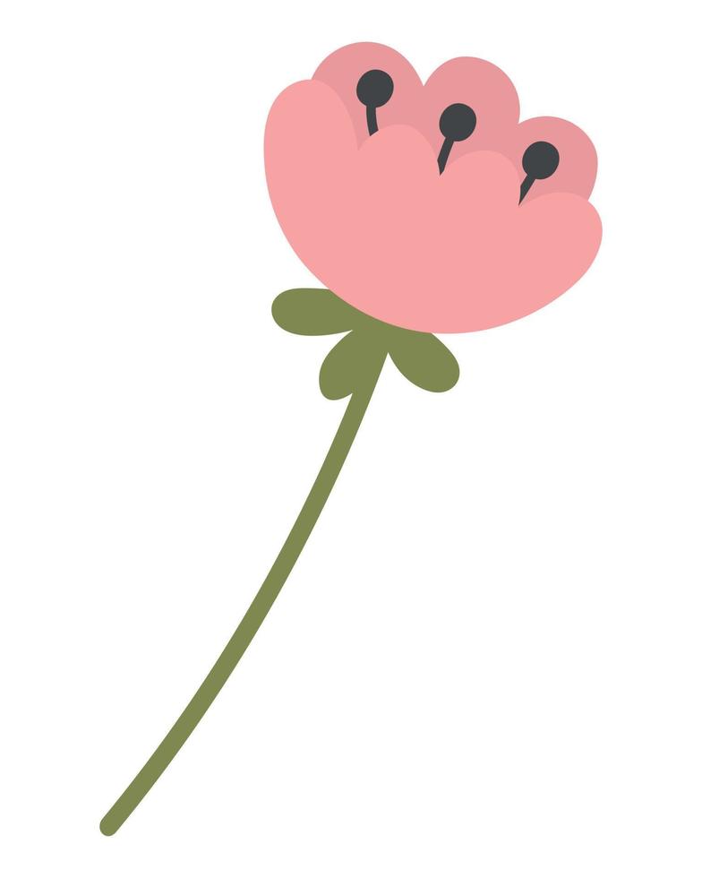 klotter platt ClipArt söt blomma. lätt till förändra Färg. vektor