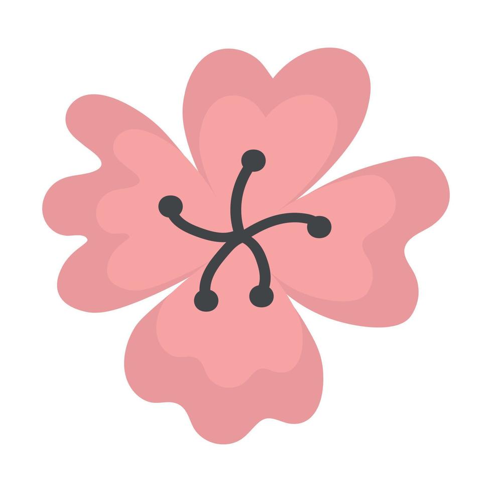 klotter platt ClipArt söt blomma. lätt till förändra Färg. vektor