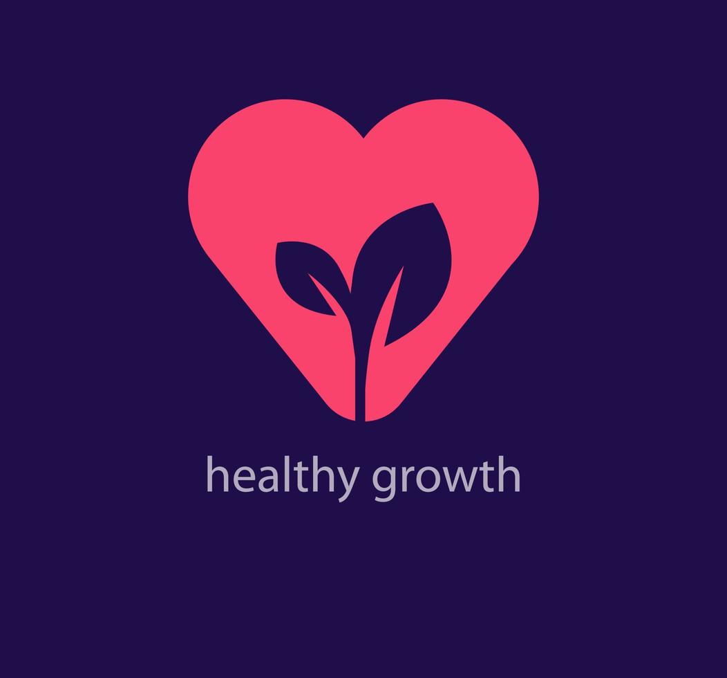 gesund wachsend Setzling Logo Design im Herz. einzigartig Farbe Übergänge. Herz Idee Sammlung Logo Vorlage. Vektor. vektor